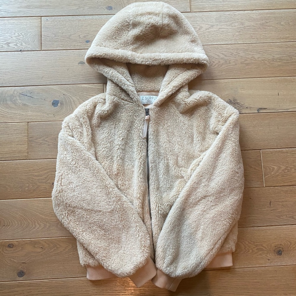 Z Supply Fuzzy Cropped Zip-Up Hoodie
